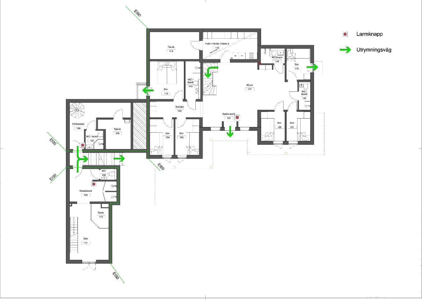 Planskiss Fjällgodset undervåning Sälen