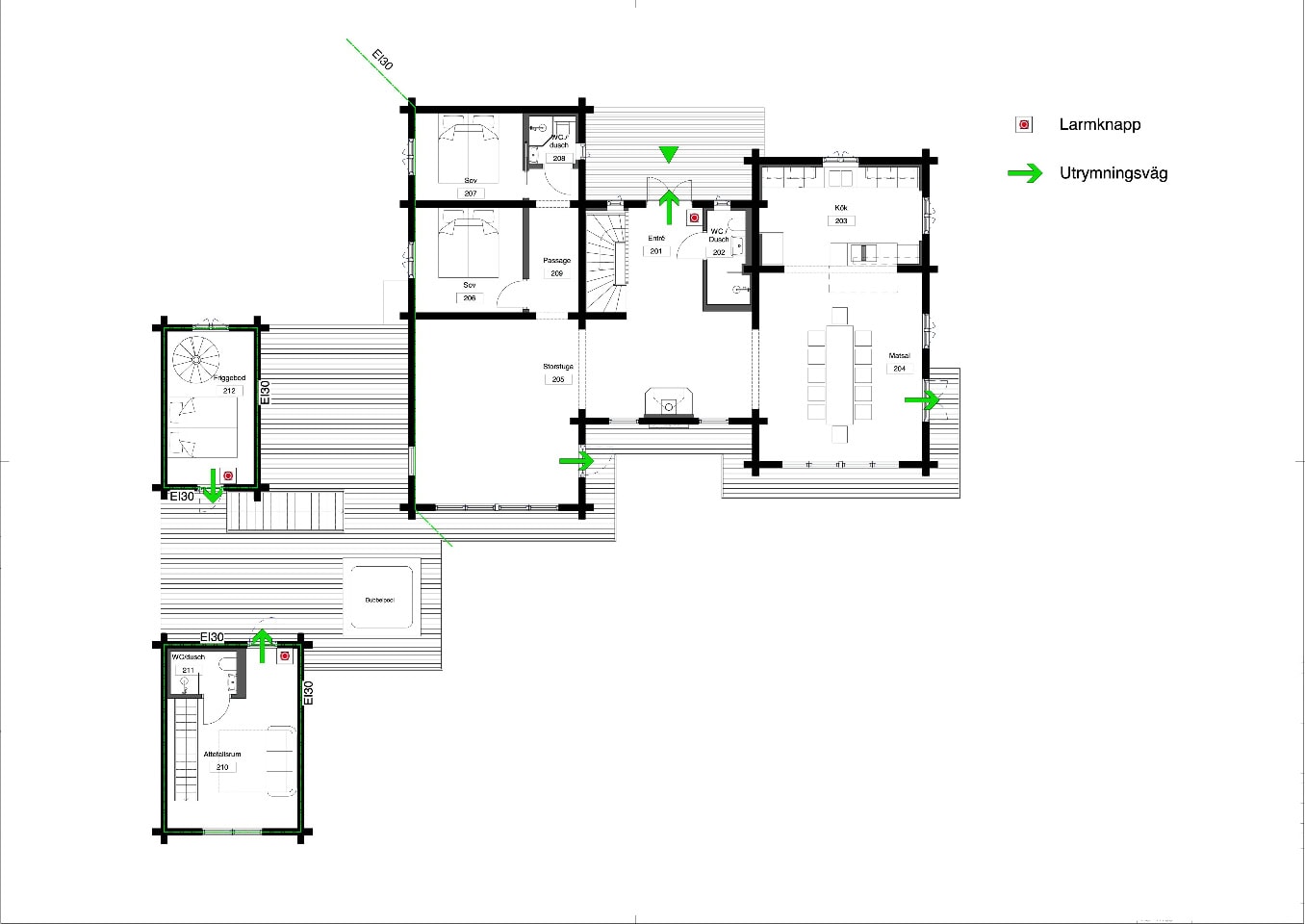 Fjällgodset Planskiss övervåning Sälen