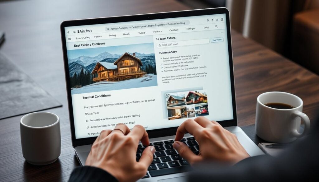 Person bokar en lyxig fjällstuga i Sälen online med tydliga bokningsvillkor