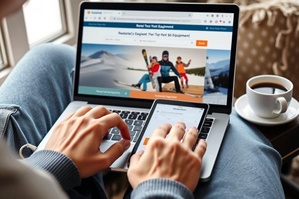 Person som bokar utrustning online för sin Sälenresa