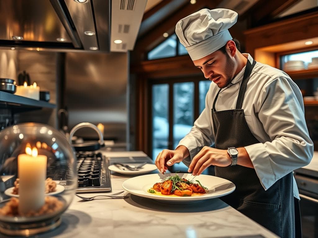 Privat kock från våra samarbetspartners i Sälen som tillagar en exklusiv middag