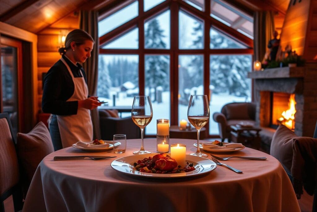 Romantisk middag för två serverad av privat kock i en fjällstuga i Sälen