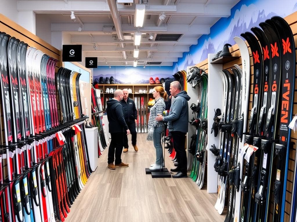 Skidutrustning för uthyrning i Sälen med moderna skidor och pjäxor